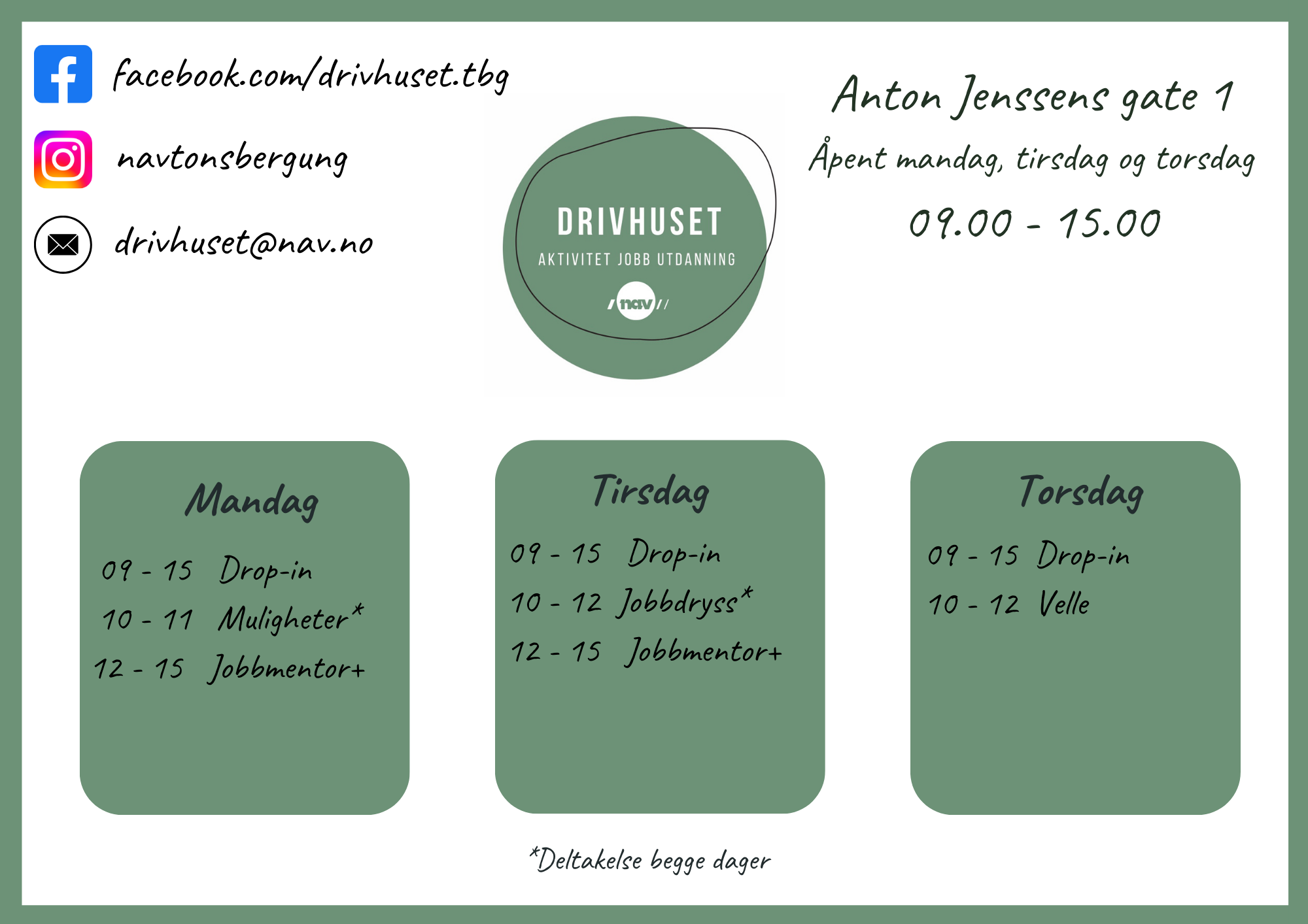Timeplan for Drivhuset 2024