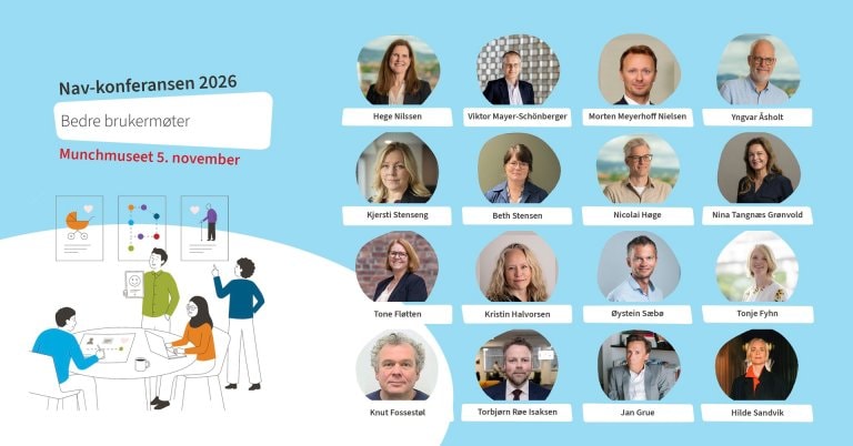 Mosaikk med bilder av innlederne på Nav-konferansen 2027